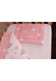 Lenjerie 3 piese, 2 fete, coronite Princess roz, 120 x 60 cm