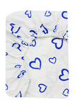 Lenjerie 3 piese, bumbac, Inimioare mari albastre, 120x60 cm, alb