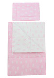 Lenjerie 3 piese, bumbac, Princess doua fete, roz cu alb, 120x60 cm
