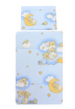 Lenjerie 3 piese, bumbac, Ursuletul somnoros, albastru, 120x60 cm