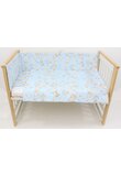 Lenjerie 4 piese, bumbac, Caprioara Bambi si prietenii, 120x60 cm, albastru