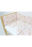 Lenjerie 4 piese, bumbac, Caprioara Bambi si prietenii, 120x60 cm, roz