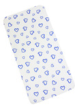 Lenjerie 4 piese, bumbac, Inimioare mari albastre, 120x60 cm, alb