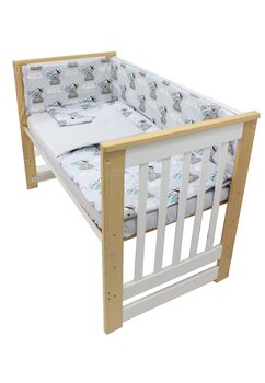 Lenjerie 4 piese, bumbac, It is a boy, verso gri, 120x60cm