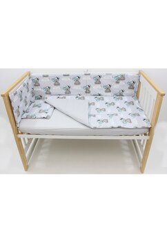 Lenjerie 4 piese, bumbac, It is a boy, verso gri, 120x60cm