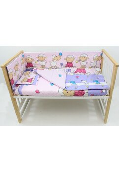 Lenjerie 4 piese, bumbac, Little Sheep, mov, 120x60 cm
