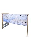 Lenjerie 4 piese, Prichindel, coronite si buline, albastru,120x60 cm