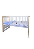 Lenjerie 4 piese, Prichindel, coronite si buline, albastru,120x60 cm