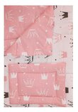 Lenjerie 5 piese, 2 fete, coronite Princess roz, 120 x 60 cm