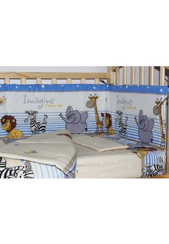 Lenjerie  5 piese animalute albastra, 120 x 60