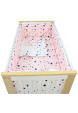 Lenjerie 5 piese, bumbac, 2 fete, stelute, roz, 120x60 cm