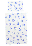 Lenjerie 5 piese, bumbac, Inimioare mari albastre, 120x60 cm, alb