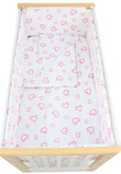 Lenjerie 5 piese, bumbac, Inimioare mari roz, 120x60 cm, alb
