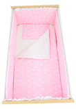 Lenjerie 5 piese, bumbac, Princess doua fete, roz cu alb, 120x60 cm