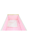 Lenjerie 5 piese, bumbac, Princess doua fete, roz cu alb, 120x60 cm