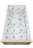 Lenjerie 5 piese, bumbac, Urs cu fular gri si turcoaz, 120x60 cm, alb