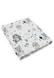 Lenjerie 5 piese, bumbac, Urs cu fular gri si turcoaz, 120x60 cm, alb