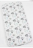 Lenjerie 5 piese, bumbac, Urs cu fular gri si turcoaz, 120x60 cm, alb