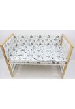 Lenjerie 5 piese, bumbac, Urs cu fular gri si turcoaz, 120x60 cm, alb