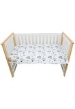 Lenjerie 5 piese, bumbac, Urs cu fular gri si turcoaz, 120x60 cm, alb