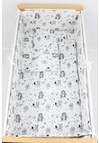 Lenjerie 5 piese, bumbac, Urs cu fular gri si turcoaz, 120x60 cm, alb