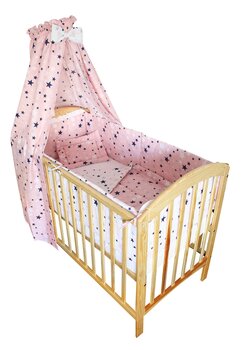 Lenjerie cu baldachin, 2 fete, stelutele roz 2, 120 x 60 cm