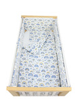 Lenjerie cu baldachin, 6 piese, bumbac, curcubeu albastru, 120x60 cm, multicolor