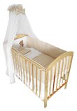 Lenjerie cu baldachin, 6 piese, Little bear, crem, 120 x 60 cm