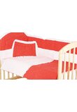Lenjerie cu baldachin, 6 piese, rosu cu buline albe, 120x60 cm