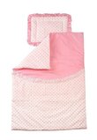 Lenjerie cu baldachin, 6 piese, roz cu stelute roz, 120x60 cm