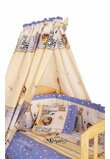 Lenjerie cu baldachin, 6 piese, Safari albastru, 120x60cm