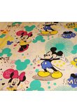 Lenjerie de pat 3 piese, bumbac, Minnie si Mickey, crem, 140 x 200 cm