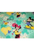 Lenjerie de pat 3 piese, Minnie si Mickey, turcoaz, 140 x 200 cm