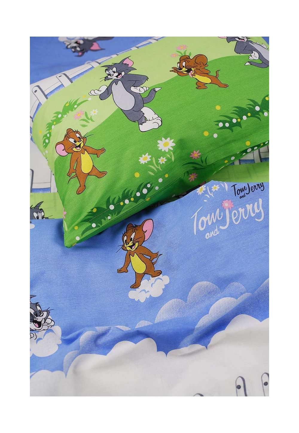 Lenjerie pat 3 piese Tom si Jerry,160 x 200 cm Prichindel imagine noua