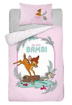 Lenjerie pat bumbac, My little Bambi, roz, 100x135 cm