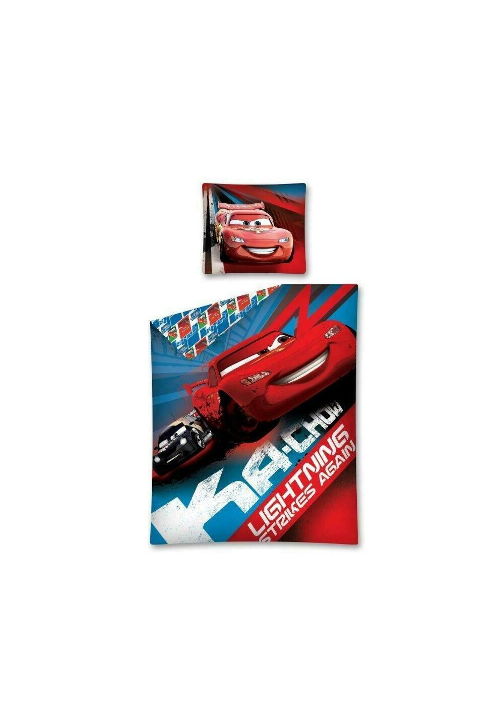 Lenjerie pat, Cars rosu cu albastru,140×200 cm DISNEY