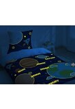 Lenjerie pat, fluorescenta, Planetele, bluemarin, 160x200 cm