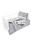 Lenjerie pat, Minnie Mouse, gri cu buline negre, 100x135 cm