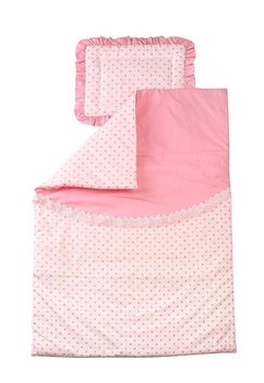 Lenjerie patut, roz cu stelute roz, 3 piese, 120x60cm