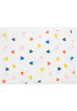 Muselina, colorful hearts, alb, 80 x 67 cm