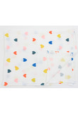 Muselina, colorful hearts, alb, 80 x 67 cm