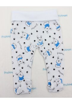 Pantaloni cu botosi, Iepurasul cu tricou albastru, bumbac, alb