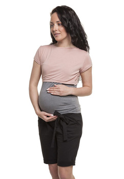 Pantaloni tip bermude de gravide, 95% bumbac, Lena, negru