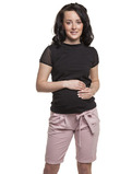 Pantaloni tip bermude de gravide, 95% bumbac, Lena, roz