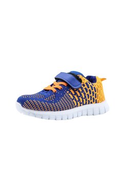Pantofi sport, material textil, cu scai, portocaliu cu albastru