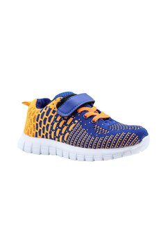 Pantofi sport, material textil, cu scai, portocaliu cu albastru