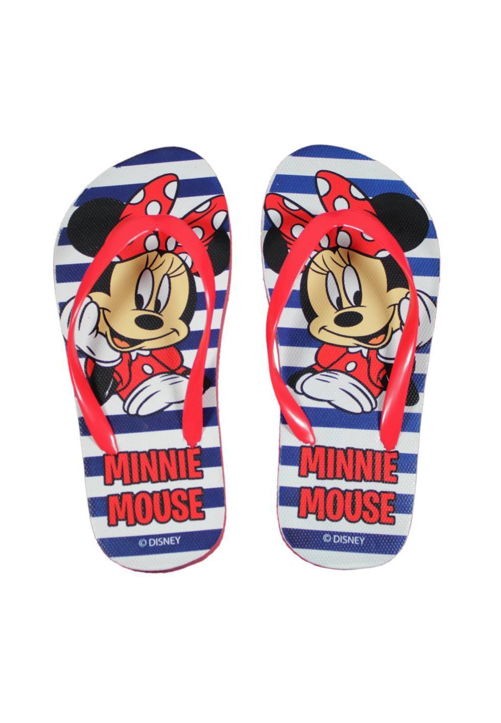 Papuci de plaja, Minnie Mouse, rosu cu bluemarin Prichindel