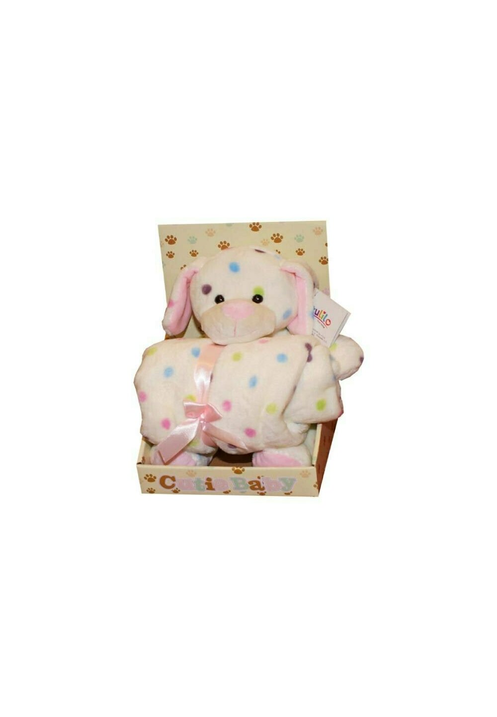 Paturica, Cutie Baby, cu ursulet roz, 100x70cm Axiom imagine noua