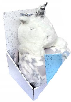 Paturica, jucarie plus, unicorn alb, 75x100cm