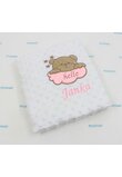 Paturica minky, Ursuletul hello, personalizata, diverse culori, 100x80cm
